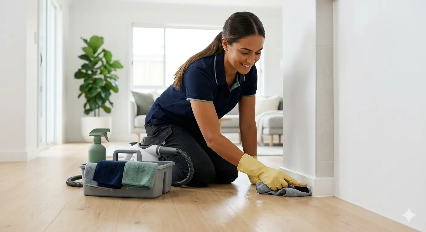 Detailed cleaning of kitchen surfaces and fittings