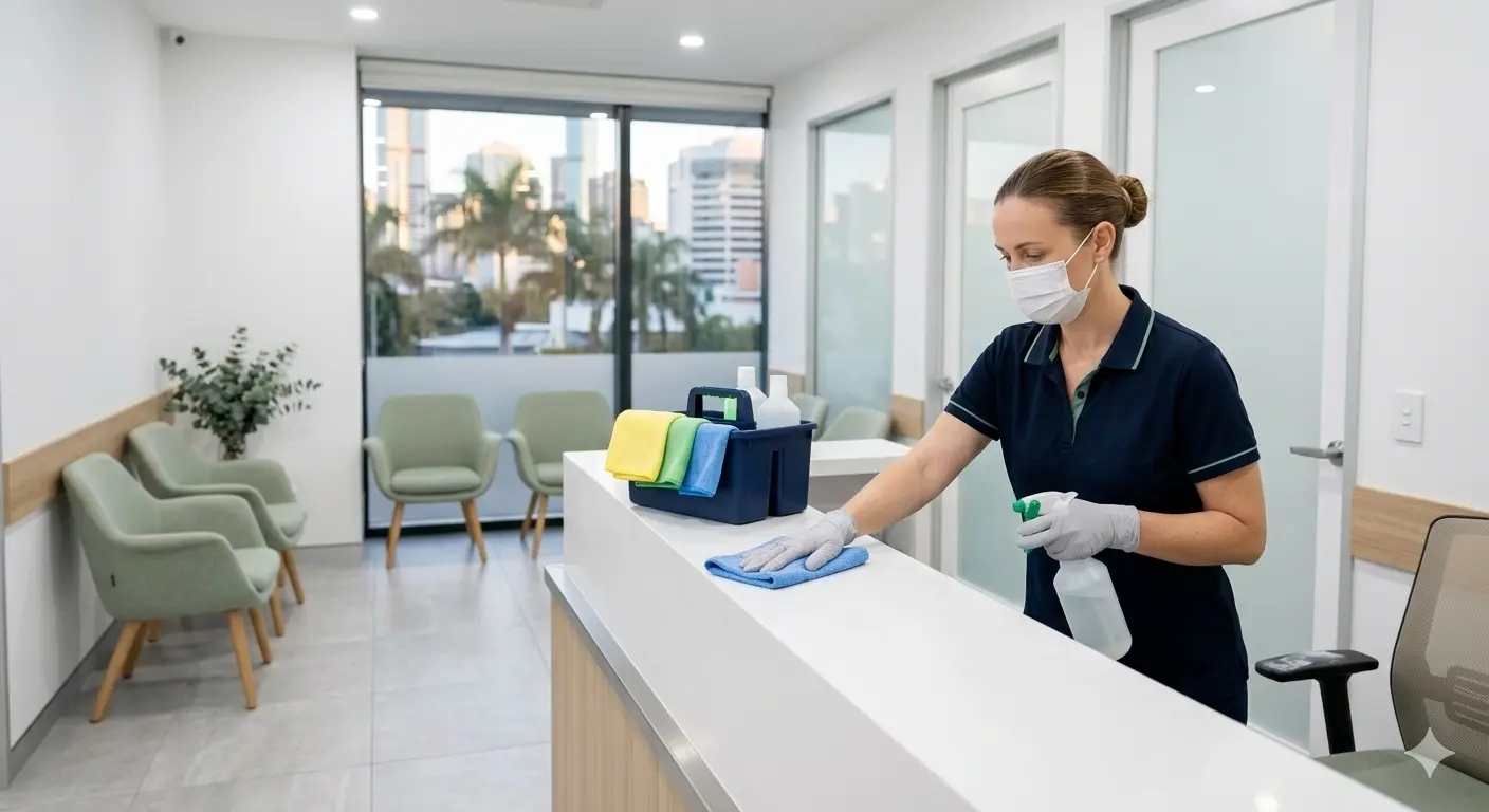 Cleaner maintaining a professional consultation suite