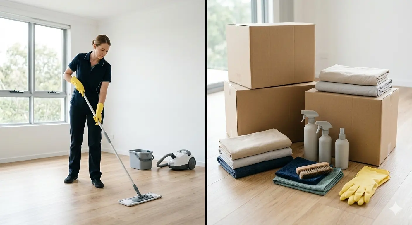 Cleaner preparing an empty property for a move