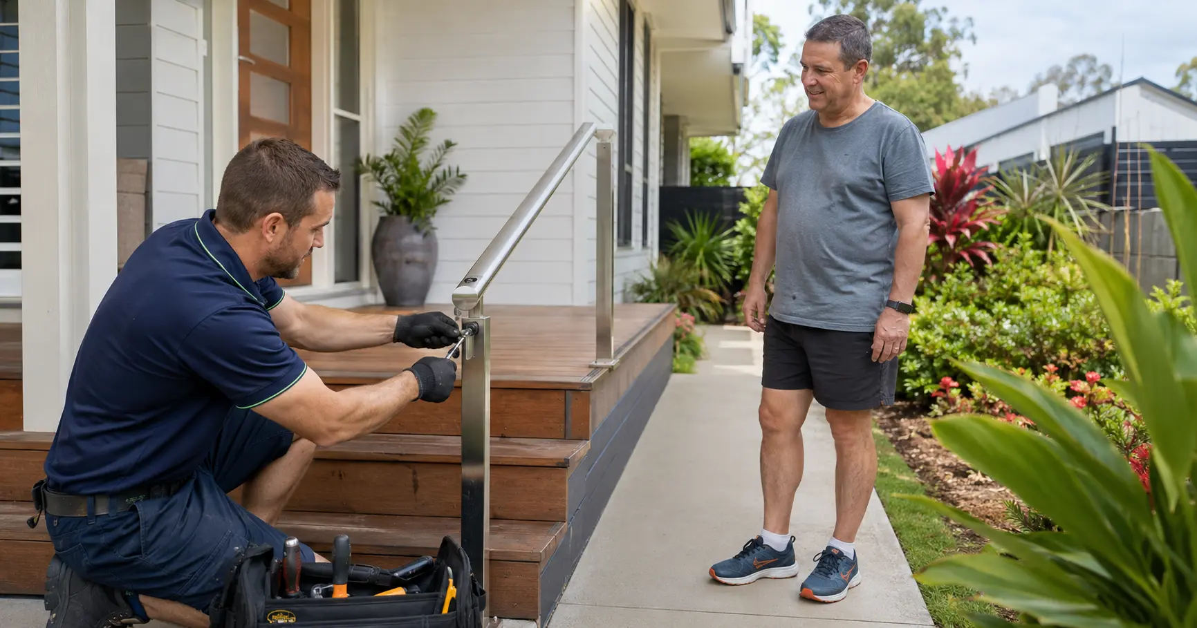 Worker helping maintain a participant's residential property